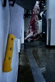 branded carcass with cleaver